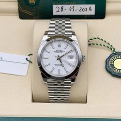 New Fresh 2026 Rolex Datejust 41mm 126300 White Dial Jubilee Box Card Papers Tags Full Set