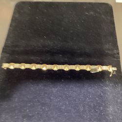 Yellow Gold And Diamond Link Bracelet Push Pull Clasp