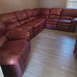 Leather Reclining Sectional With Leather Rocking Reclining Chair 