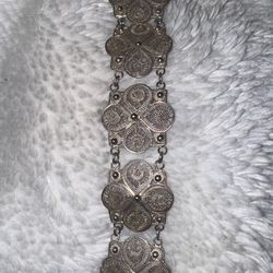 Vintage 1950's Mexico Sterling Silver (980) Filigree Panel Bracelet