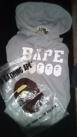 BAPE A Bathing Ape Grey Pullover Hoodie