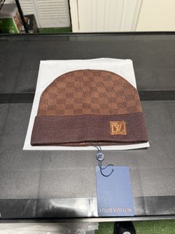 Brown Damier Knit Beanie — Winter 2024 Style