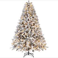 New Pre Lit Flocked Christmas Trees