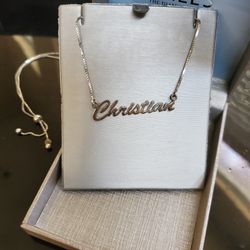 14" Sterling Silver Necklace with name Christian from Zales