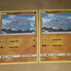 Lot of 2 - Rhyhorn 65/147 - 2017 Pokemon TCG - Burning Shadows Common