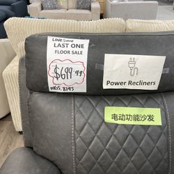 Leather Power Recliner Loveseat