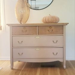 Solid Oak Wood Vintage Dresser 