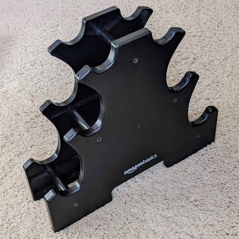 AmazonBasics plastic weight stand dumbbell tree compact freestanding storage rack for dumbbells