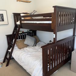 Pottery Barn Camp Twin Over Full Brown Bunk Bed, Great Condition