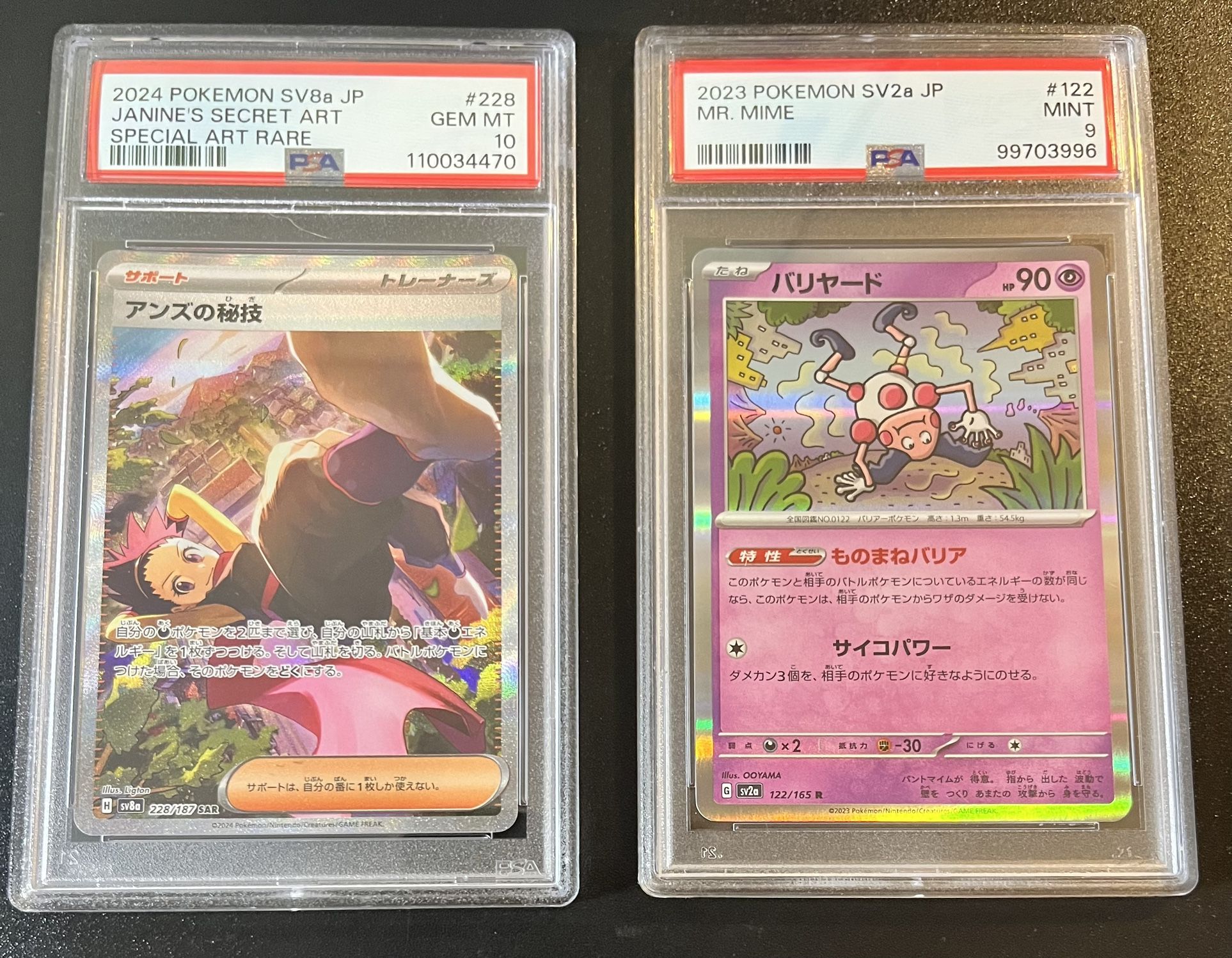 2 Pokemon Graded Cards With GradedGuard Slab (pick your Color) Janine’s Secret Art & Mr. Mime