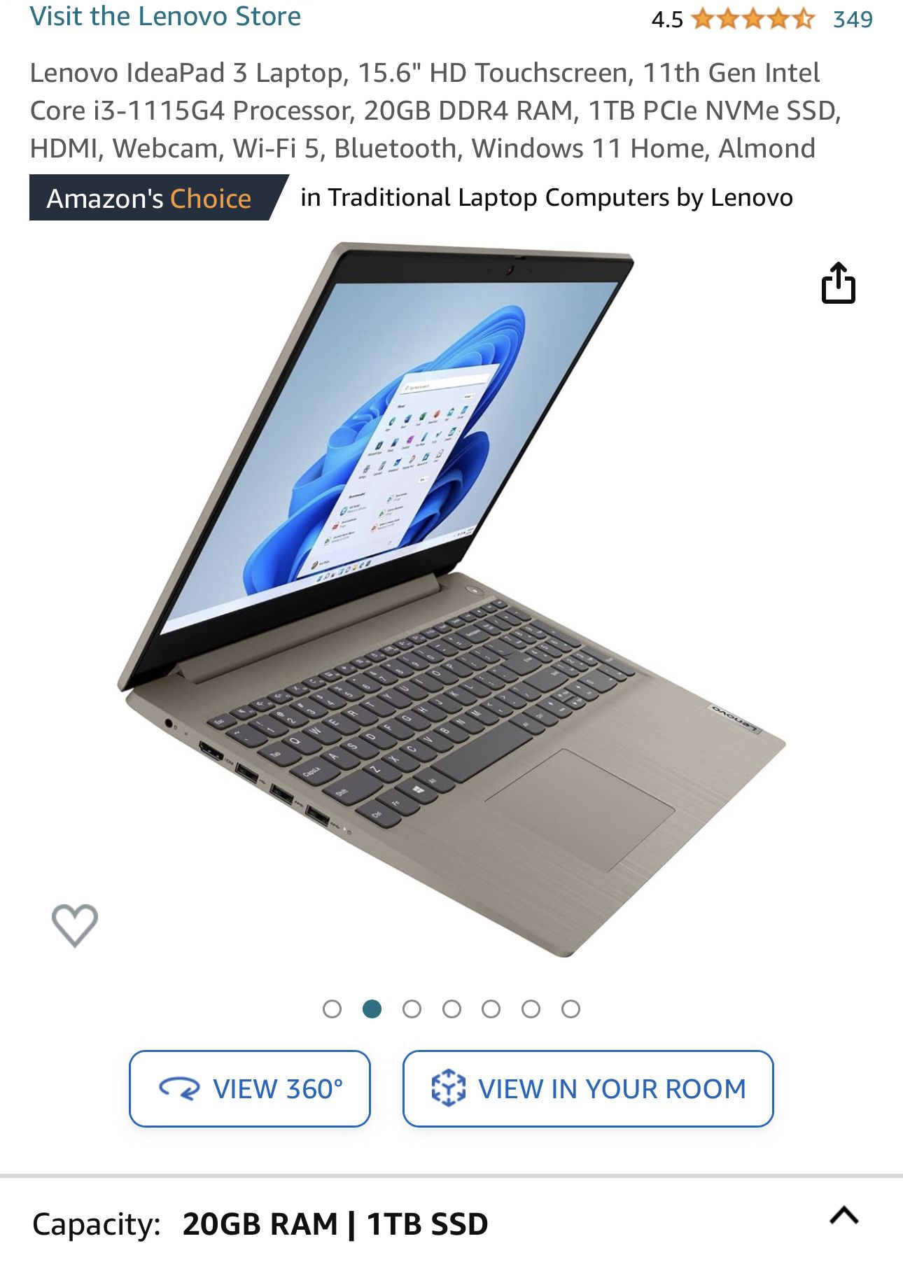 Lenovo IdeaPad 3 Laptop, 15.6, 20GB RAM, 1TB