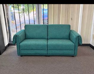 New 65"Green Small Convertible Two Seater Loveseat Sofa Couch Bed (Green)