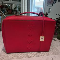 "Estee Lauder" Red Embossed Cosmetic Travel Bag 