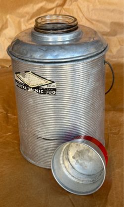 antique faris aluminum picnic jug