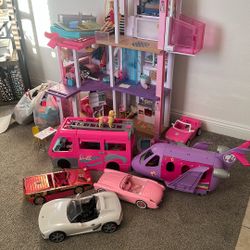 Barbie Dream House, Jet, Camper And Cars 