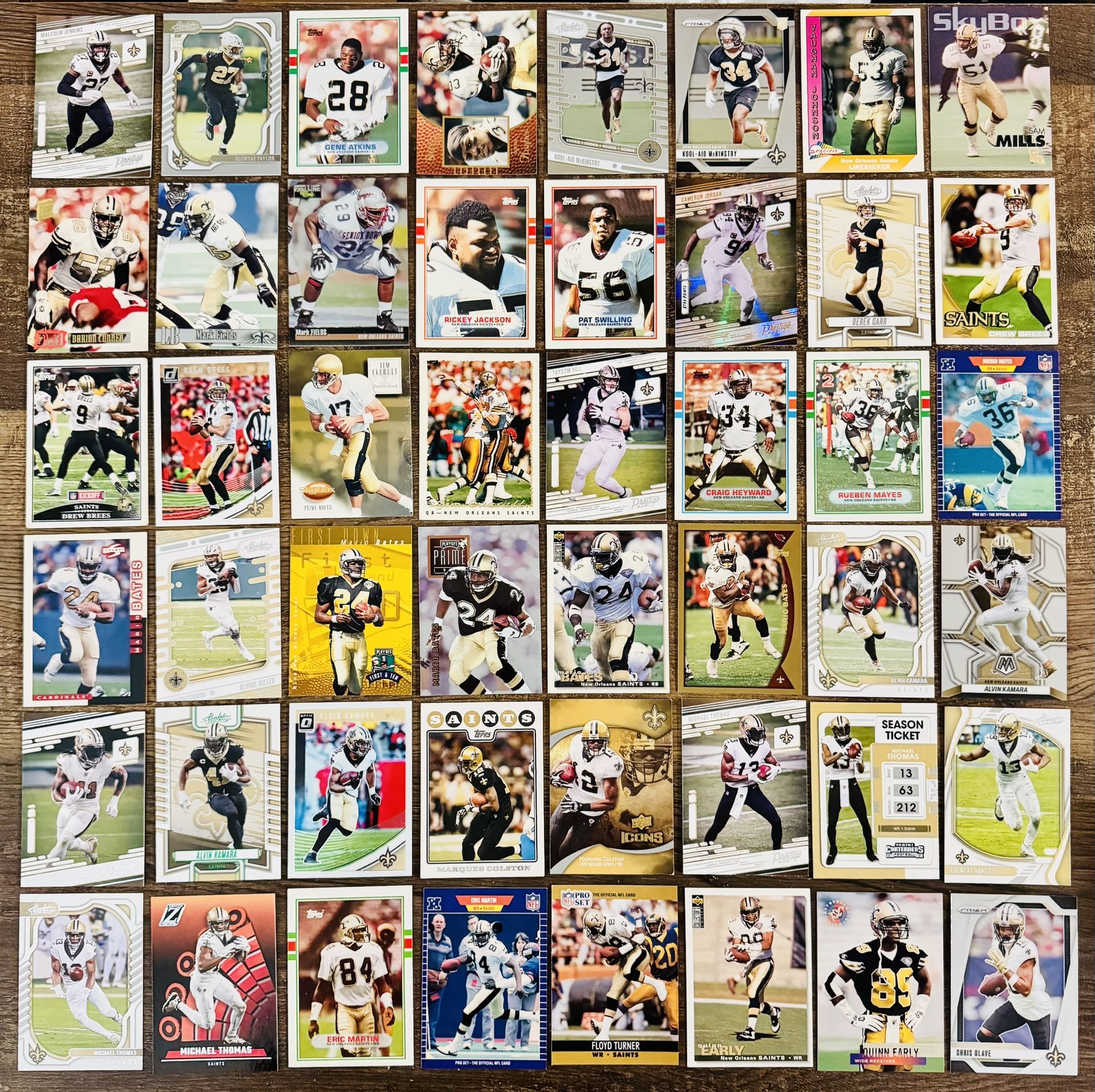 New Orleans Saints Football Card Lot (84) Brees, Kamara, Olave, Stars & RCs ππ₯