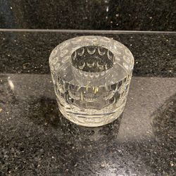 Vintage OLEG CASSINI Fine  Glass Crystal Bubble Pillar Candleholder 3.1" & 2.3"