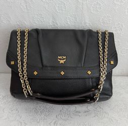 MCM Black Leather Chain Shoulder Bag