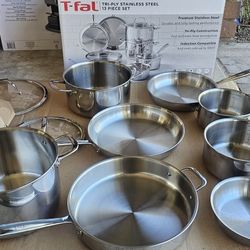 T-fal Tri-Ply 13-piece Stainless Steel Cookware Set