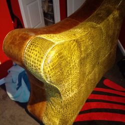 Ottoman -Leather/Alligator Print , Hancock&Moore