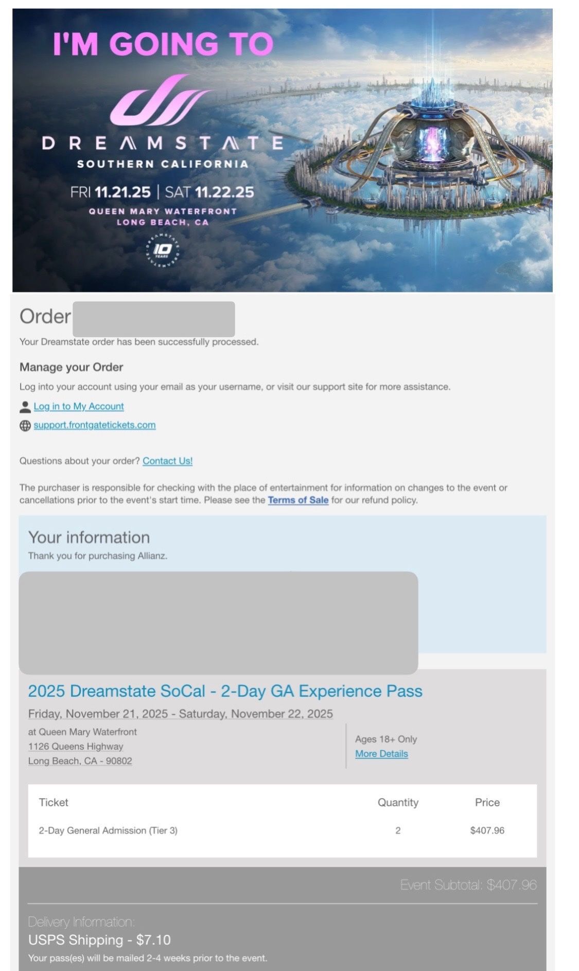 Dreamstate SoCal 2 GA - 2 Day Passes