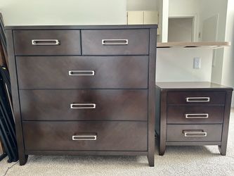 Dark Wood Dresser and Nightstand Set