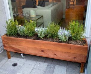 Custom privacy wall patio garden bed flower herb planter box wooden cedar redwood container vegetable urban