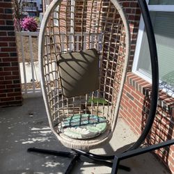 Wicker Hanging Chair With Stand 