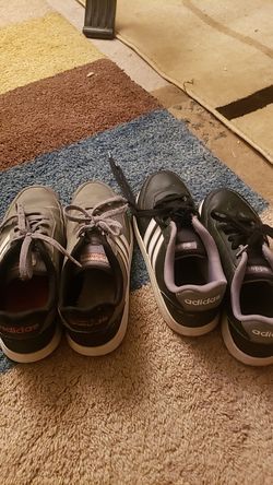 Grey Adidas shoes and black Adidas shoes