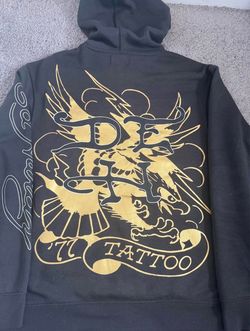 ED HARDY Black Gold Panther Eagle Hoodie