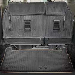 Original 2021-2024 Sienna Cargo Liner and Backrest Mats for Toyota Sienna 7/8 Seats Without Spare Tire - Custom Fit Trunk Mat and 3rd Row Seat Backres