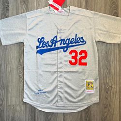 Sandy Koufax Grey Dodgers #32 Throwback Jersey 