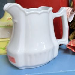 Antique White English Ironstone Pitcher 8" by Johnson Brothers Early 1900s 