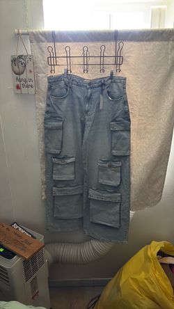 Light Wash Denim Cargo Pants