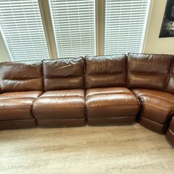 Leather Sectional Brown Couch 