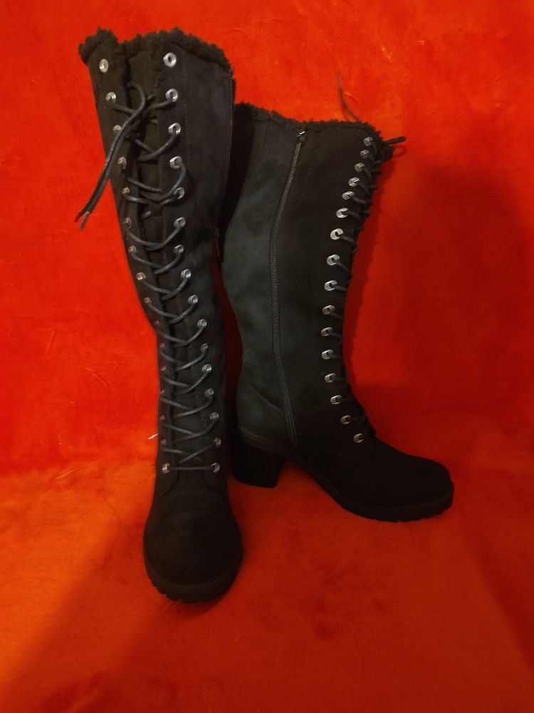 Fur Lined Knee High Boots 