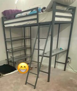 Twin Size Loft Bed with Shelves!