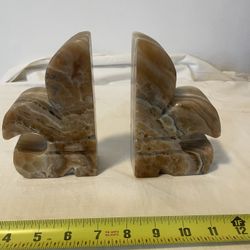 Vintage Onyx Marble  Fleur-de-lis bookend Set