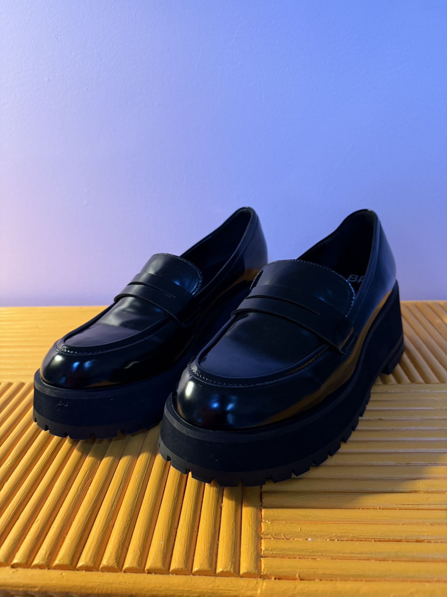 BP Women’s Black Faux Leather Platform Loafers
