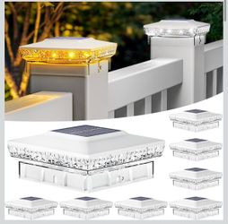 8 Pack Solar Post Cap Lights, 2 Colors Modes, Fit 4x4 3.5x3.5 Wooden/Vinyl