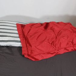 Vintage Y2K Red Tufted Whimsigoth Pillow Sham + Free Black & White Striped Pillowcase - Goth Aesthetic, Witchy Vibe