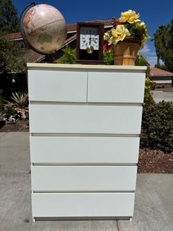 White 6 Drawer Modern Dresser Chest of Drawers Furniture