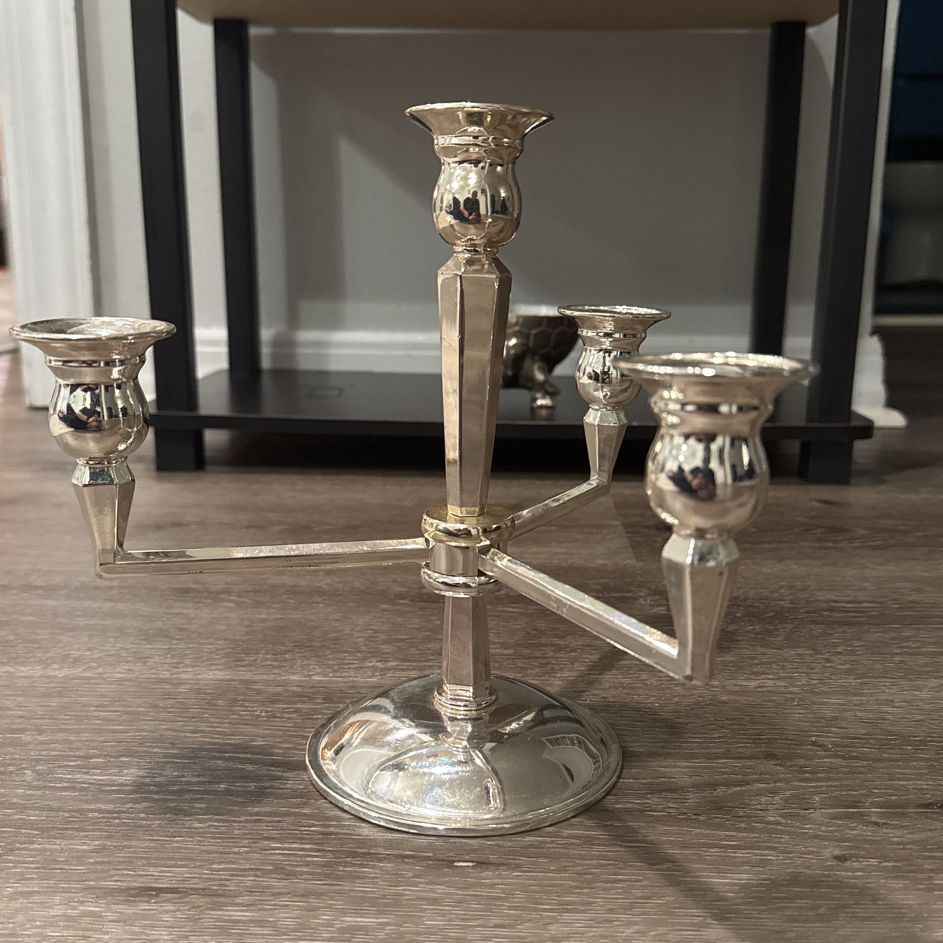 Mid Century Modern Style Silver Plated 4 Arm Candelabra