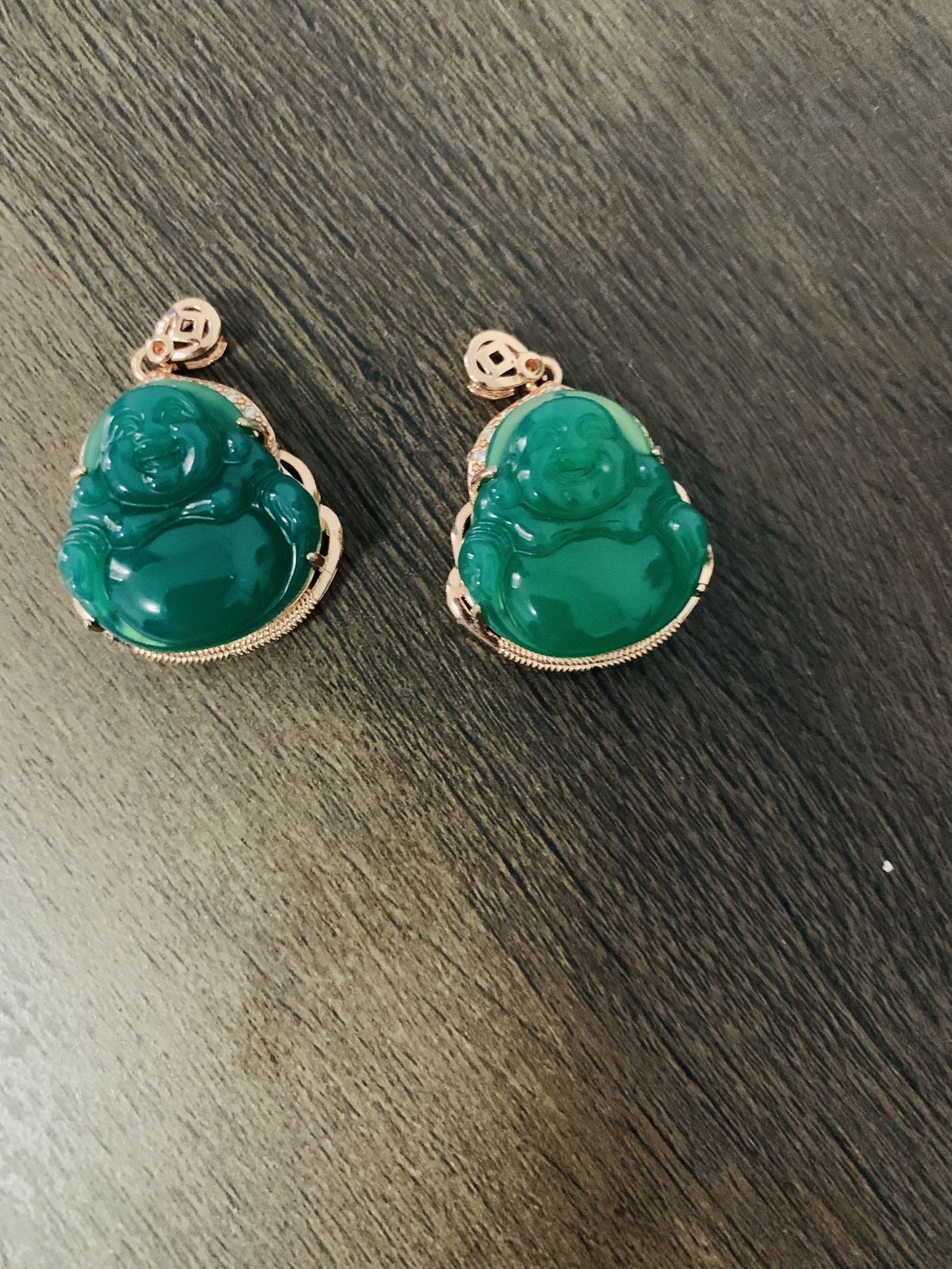 Green Jade Happy Face Buddha Pendant 