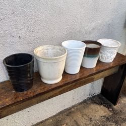 A Lot Of Five Glazed Planters