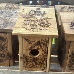 Custom Made Lasered Burned bird houses