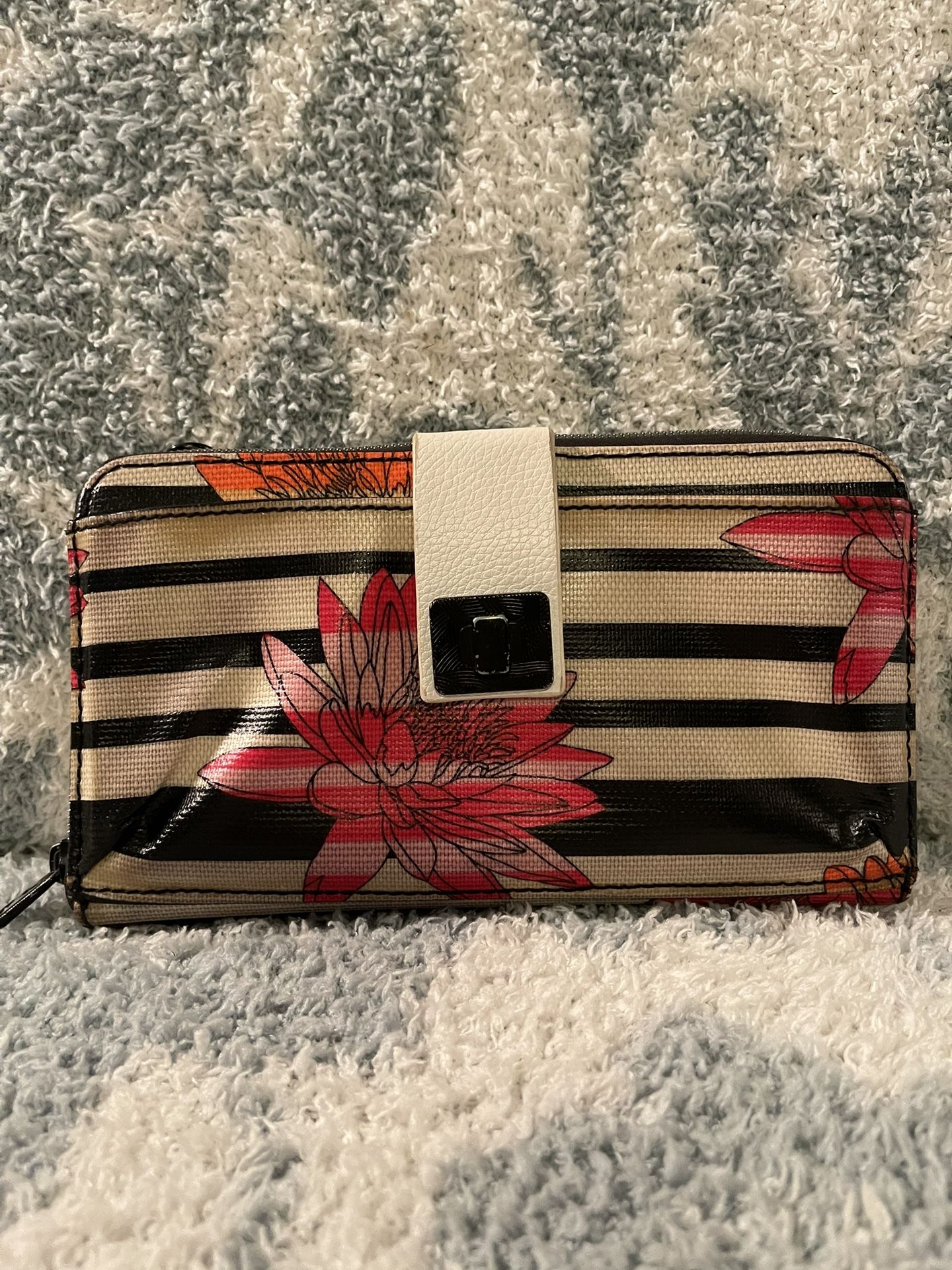 Large Wallet Striped With Flowers - Sakroots