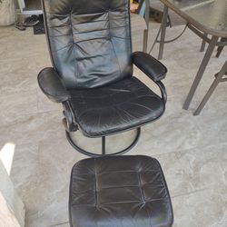 Reclining Leather Chair And Ottoman OBO