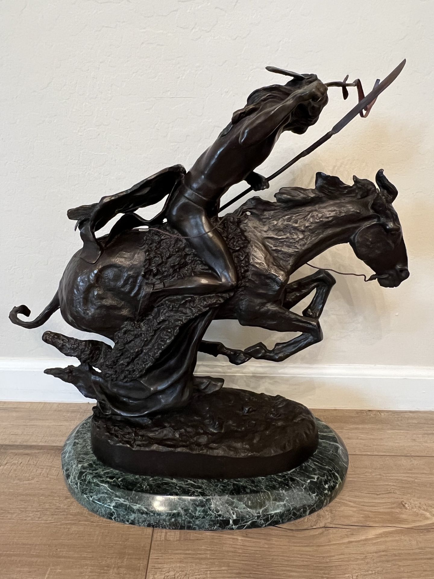 Frederic Remington THE CHEYENNE Bronze Statue Sculpture-21" Tall-56 Lbs.