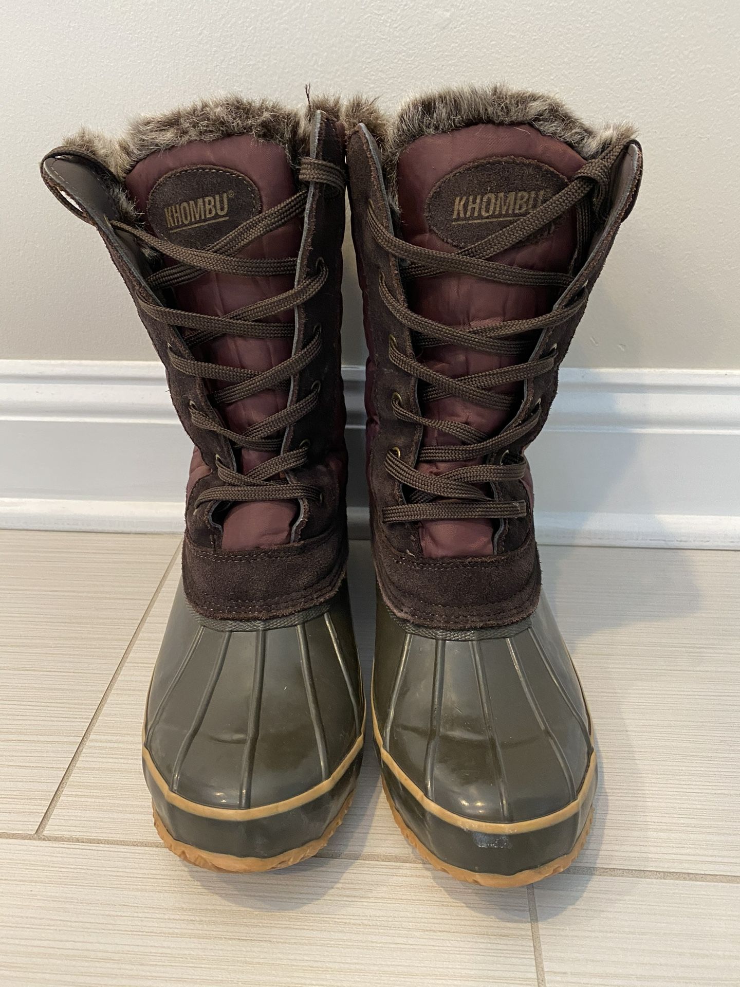 Khombu Burgundy Snowbird Quilted Boot - Women 9